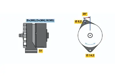 BOSCH 0120469014 Alternator B 10 B. B 10 Ble 01.1992 01.1996; B 10 M 01.1994 09.2001; Fl 6 220 05.2000 05.2006 