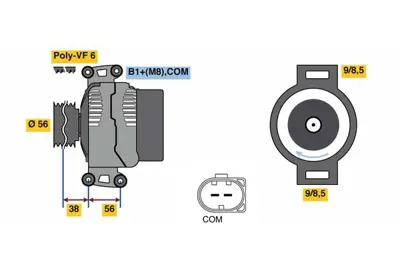 BOSCH 0124525226 Alternator A4 1.8 Tfsı 06.2008 03.2012; A4 1.8 Tfsı Avant 06.2008 03.2012; Q5 2.0 Tfsı Quattro 