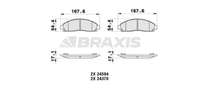 BRAXIS AB0377 On Fren Balatası Isuzu Dmax 4x2 4x4 2003-> 8973682520