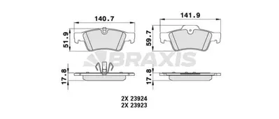 BRAXIS AA0239 Fren Balatası Arka W463 04> W164 05>11 W251 05>12 A1644201920