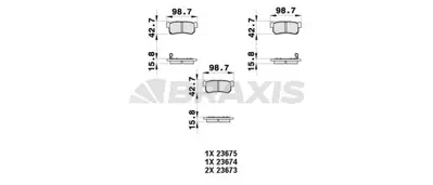 BRAXIS AB0359 Arka Fren Balatası Ssangyong Actyon 2.0 2.3 2.7 2005-> Daewoo Musso - Rexton 4841305100