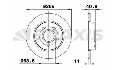 BRAXIS AE0100 Arka Fren Dısk Aynası Focus Iı 04 /> Focus Iı C Max 03>07 C Max 07 /> 1.6tı 16v / 1.6tdcı / 1.8 Maz 1683383