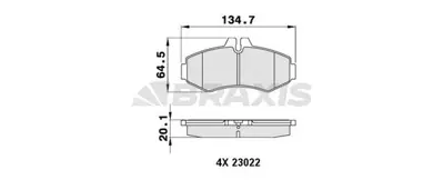 BRAXIS AA0232 Fren Balatası On V-Class 638/2 97>03 Vıto 638 97>03 A0034205420