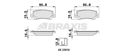 BRAXIS AB0136 Arka Fren Balatası Toyota Corolla 1.4 1.6 Vvtı Benzınlı 2003-2007 4466020