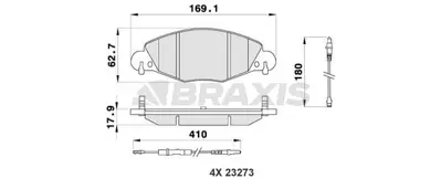 BRAXIS AB0188 On Fren Balatası Fıslı C5 2.2 Hdı 3.0 V6 Hb / Sedan 425216