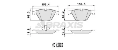 BRAXIS AA0214 On Fren Balatası Bmw F10 F11 F12 F13 F06 530 34116775314