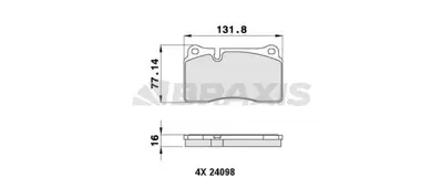 BRAXIS AA0205 Fren Balatası On Touareg 7l 03> Touareg 7p 10> 7L6698151E