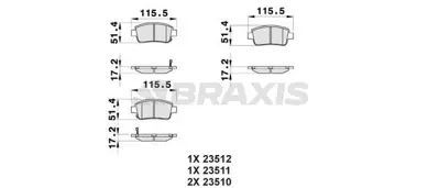 BRAXIS AB0036 On Fren Balatası Toyota Yarıs 2002-2006 Corolla Verso Vvt-I 2001-> 44650D020