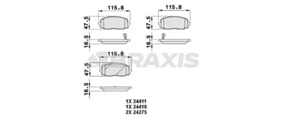 BRAXIS AB0052 On Fren Balatası Hyundaı I20 08-15 I10 08-11 / Pıcanto 04-11 5810107A20