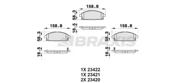 BRAXIS AB0166 Fren Balatası On Nıssan X Traıl 00-07 Pathfınder 97-04 Infınıtı Qx4 Q45 Iı 97-01 410601W385