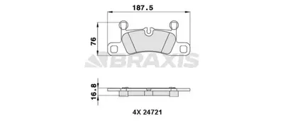 BRAXIS AA0283 Arka Fren Balatası Touareg (7p5) 3.6 V6 Fsı / 3.0v6 Tsı Hıbrıt / 4.2v8 Fsı / 3.0 V6 Tdı / 4.2 V8 Tdı 7P0698451
