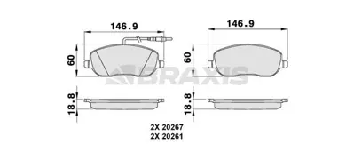 BRAXIS AB0075 On Fren Balatası C8 P807 Expert Jumpy Scudo 2.0 16v 2.0hdı 8v (02>) / (Fıslı) 425220