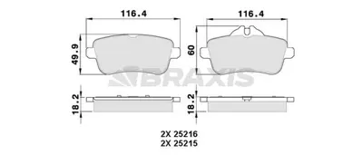 BRAXIS AA0332 Fren Balatası Arka X166 12>15 W176 13>18 C117 13>19 W166 15>18 C292 15>19 R172 12> A0064204020