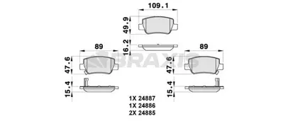 BRAXIS AB0278 Fren Balatası Arka Avensıs 2009-> Aurıs 1.6 D4d 2015-> Rav4 2015-> 446605040