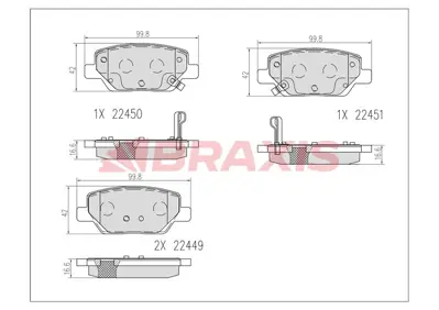 BRAXIS AB0609 Arka Fren Balatası Egea 1,3d Multıjet / 1,4 / 1,4lpg / 1,6 / 1,6d Multıjet 77367717