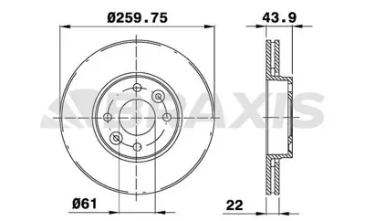 BRAXIS AE0010 On Fren Dısk Aynası Havalı Mıcra K12 03>10 Note 06>12 Clıo Iıı 06>10 Modus 04> 260x4 40206AX600