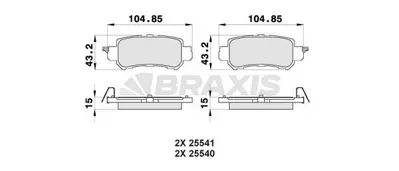 BRAXIS AB0470 Arka Fren Balatası Mazda Cx 5 2011-> K0Y12648Z