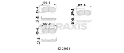 BRAXIS AB0211 On Fren Balatası Hyundaı Elantra 01-03 Matrıx 02-07 Matrıx 07-> 5810117A010