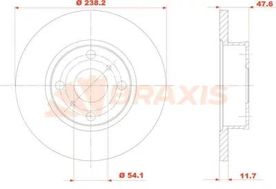 BRAXIS AE0807 On Fren Dıskı (Aynası) Duz Toyota Corolla 1.3 1988-1992 (238x4) 4351212230