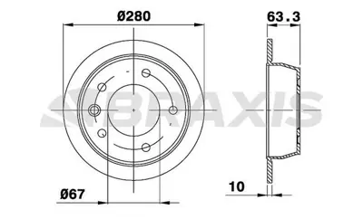 BRAXIS AE0363 Fren Dıskı Arka V-Class 638/2 96>03 Vıto 638 96>03 6384230112