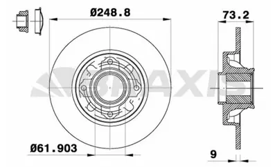 BRAXIS AD0134 Arka Fren Dısk Aynası P308 Sw P308 Coupe C4 (B7) / (Tek Teker Icın) / (Dıam:249 Ep 9) / (Hava Sogutm 1609249980
