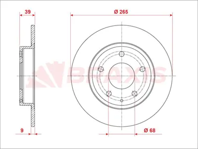 BRAXIS AE0950 Arka Fren Aynası Duz Mazda 3 13-> (265x5) B45G26251A