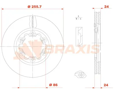 BRAXIS AE0849 On Fren Aynası Havalı B2500 Pıck Up 98>02 Ranger 2,5 Tdcı Pıc Kup 02>06 256x6 3902826