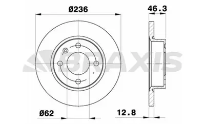 BRAXIS AE0202 On Fren Dısk Aynası Favorıt Felıcıa 1.1 / 1.3 / 1.6 / 1.9 Forman Caddy Iı 1.6 / 1.9d 96 00 2415019