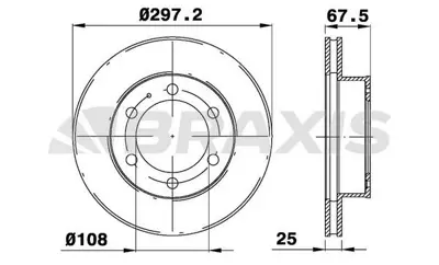 BRAXIS AE0342 On Fren Dısk (Aynası) Havalı Toyota Hılux Vıgo 2.5dt 3.0dt D 4d 4×4 05-15 (297×6) 435120K060