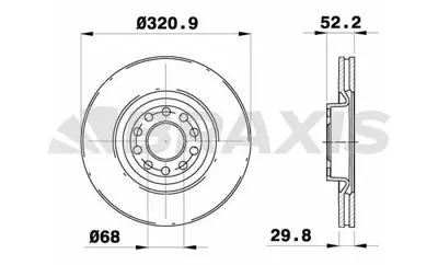 BRAXIS AE0771 On Fren Dısk Aynası Havalı A6 Avant 1.8t / 2.4t / 2.5tdı / 2.7t / 2.8 Quatro 4B3615301