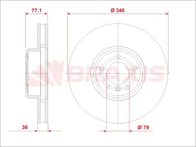 BRAXIS AE0958 On Fren Dıskı Bmw E60 E61 E63 E64 34116766871