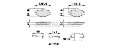 BRAXIS AB0073 Fren Balatası On E-Class W211 02>08 S211 03>09 