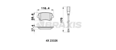 BRAXIS AB0159 Arka Fren Balatası (Fıslı) Transporter T5 / T6 1.9 / 2.0 / 2.5tdı 03>16 