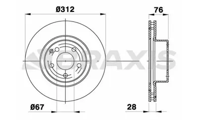 BRAXIS AD1043 Fren Dıskı On S-Class W220 98>05 2204210912, 220421091264, A2204210912, 230524, A220421091264, A09812711, 9812711, A1404211012, A140421031264, A1404210312
