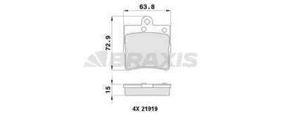 BRAXIS AA0053 Fren Balatası Arka W202 95>00 S202 96>00 W203 00>07 Cl203 08>11 W210 95>00 R170 96>00 R171 04>11 44209120, 4420912041, A0024207120, A0024207420, A002420712037, A0034202720, A003420272037, A0044201720, A0044209120, A004420912041