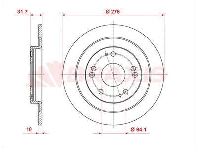 BRAXIS AE0947 Arka Fren Dıskı (Aynası) Duz Honda Cıvıc 2012-> (276x5) 42510TV0E00, 42510TV0E01, 43022TV0E01, 43022TV0E00