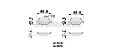 BRAXIS AB0270 Arka Fren Balatası Lınea 1,3d Multıjet 06 09> 1,4 / 1,4t Jet 06 07> / 1,6 / 1,6d Multıjet 06 09> 