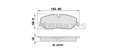 BRAXIS AA0207 Fren Balatası On Dıscovery 3 L319 04>09 Dıscovery 4 L319 09>18 Range Rover 3 L322 02>12 