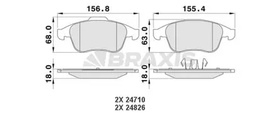BRAXIS AA0116 On Fren Balatası Laguna Iıı 2.0gt / 2.0dcı Gt / 3.0dcı 03 / 08> 410607585R, 410600629R, 410600011R, 410605055R, 410607369R, 440608746R, 8660000782, 8660000766, 8660004546, 410600032R