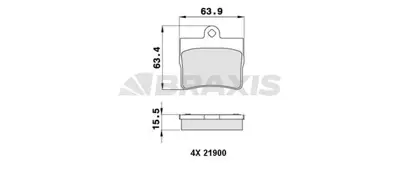 BRAXIS AA0201 Fren Balatası Arka C-Class W202 94>00 2420512037, A0054201820, A002420512037, A0024205120, 54201820, 24205120, A2420512037, CBY13328ZE, CBY13328ZF, CBY13328ZG