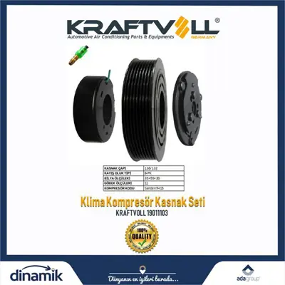 KRAFTVOLL 19011103 Klima Kompresor Kasnak Seti Volvo Trucks Sndn-24v-7h15