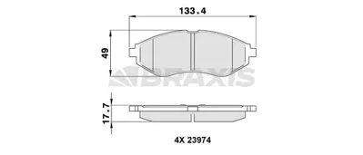 BRAXIS AA0085 On Fren Balatası Kalos Aveo T200 T250 96253382, 96349060, 96534653, 94566892, 96253383, 96405129, S4511001, 96245178, 96281937, 96446742