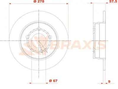 BRAXIS AE0850 Fren Dıskı Arka C-Class W204 07>14 S204 07>14 C204 11> 4231312, 2044230512, A0004231312, A2044230512, 423131207, A000423131207, 423131207S, 2044230512S, 821841, 90007431
