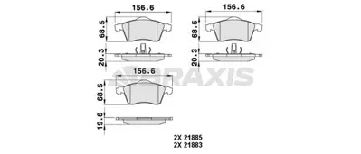 BRAXIS AA0241 On Fren Balatası (15) Transporter T4 90>03 7D0698151, 7D0698151E, 8660004803, 8671019135, 700615109, STC3684, CBY13328ZE, CBY13328ZF, CBY13328ZG, CBY93323Z