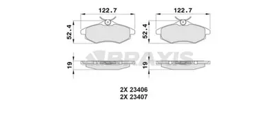 BRAXIS AA0011 On Fren Balatası C2 C3 C3 Plurıel 1.1 1.4ı 1.6hdı 03> 1H0698451A, 1H0698451D, 1H0698451G, 5C0698451A, 5Q0698451M, 6C0698451A, 6X0698451, 6X0698451A, 7M0698451, 7M3698451A