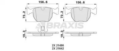 BRAXIS AA0110 Fren Balatası On Bmw E39 E38  X3 E83  X5 E53 34111163227, 34111163307, 34111165227, 34111265227, 34112157589, 34112180419, 34112229031, 34112282090, 34112282165, 34112282166