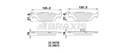 BRAXIS AA0361 Fren Balatası Arka Bmw E30 E28 E24 34211158642, 34211158912, 34211159003, 34211159273, 34211159276, 34211159912, 34212226013, 34111154398, 34111159273, 34211153196