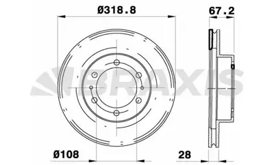 BRAXIS AE0546 On Fren Dıskı (Aynası) Havalı Toyota Hılux 2.5 D4d 2005-> Hılux Vıgo 2015-> (319x6) 435120K110, 435120K100, 435120K140, 435120K101, 4351235320, 4351235321, 4351235322, 435120K230, 435120K090, 4351204052