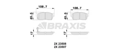 BRAXIS AB0117 On Fren Balatası Suzukı Nıssan Alto Pıxo AY040SU008, V9118A096, 4465B1020, 4465B2050, 4465B1010, 4465B1050, 4465B1110, 4465B1380, 449197207000, 449197216000