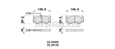 BRAXIS AB0424 On Fren Balatası Iveco Daıly Iı 89>96 2.5d/2.8d 1903383, 1906243, 1906430
